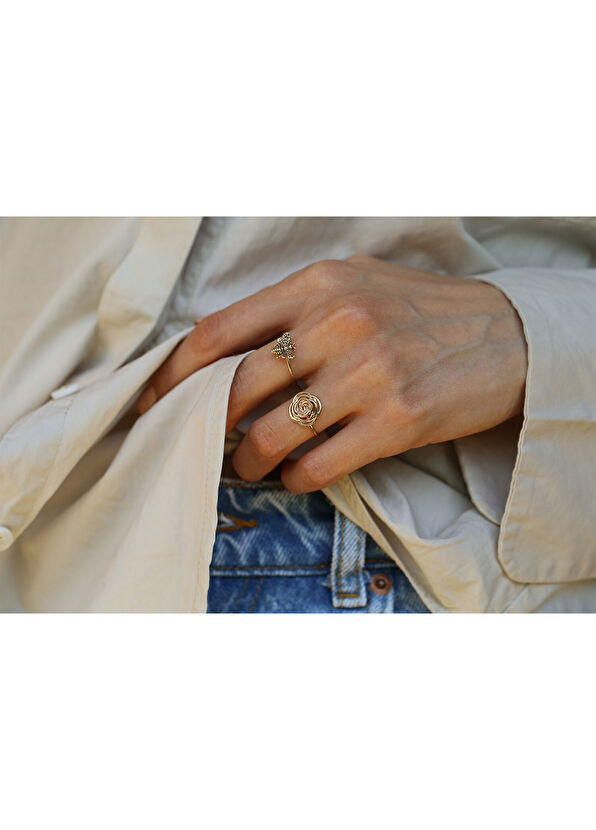 Rosa 14 Ayar Kadın Altın Yüzük - Görsel 3