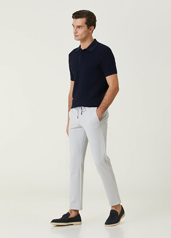 Beymen Club Lacivert Polo Yaka Dalga Jakarlı Kısa Kollu Triko - 3