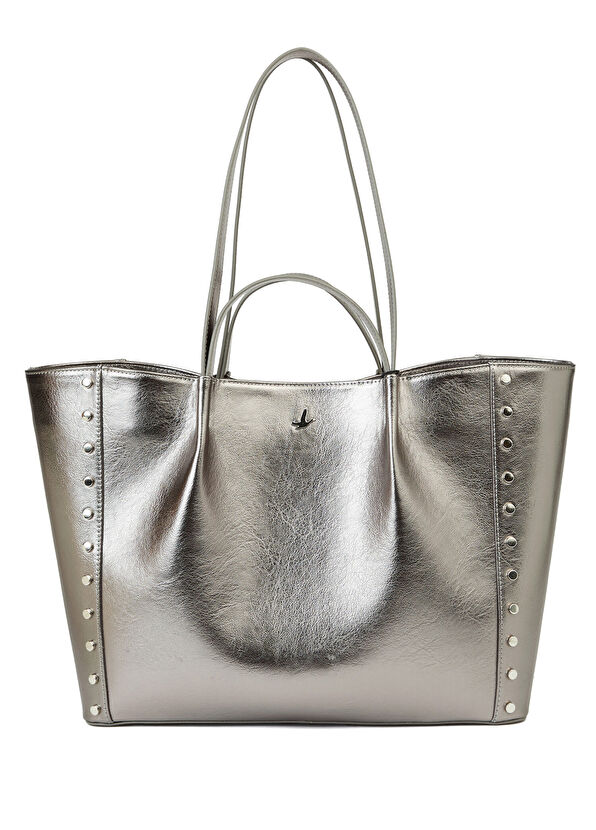 Beymen Club Antrasit Logo Detaylı Kadın Rugan Çanta - 1