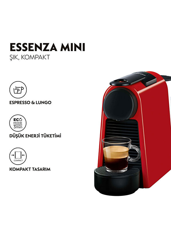 Nespresso D30 Red Essenza Kırmızı Mini Espresso Kahve Makinesi - 3