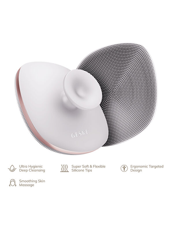 Geske Body Brush Beyaz 4'ü 1 Arada Metal Detaylı Vücut Fırçası - 4