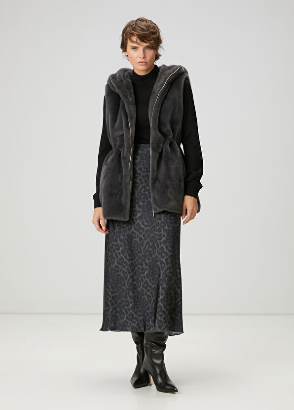 Beymen Club Hardal Desenli Midi Evaze Etek - 1