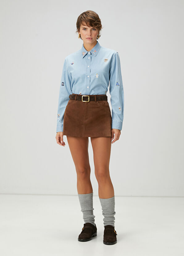 Beymen Club Blue Figure Embroidered Shirt - 3