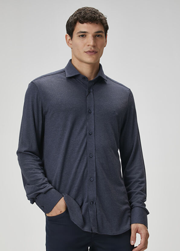 Beymen Club Slim Fit Smoked Flannel Look Knitted Shirt - 2