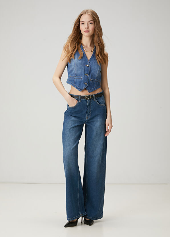 Beymen Club Mavi Wide Leg Jean Pantolon - 1