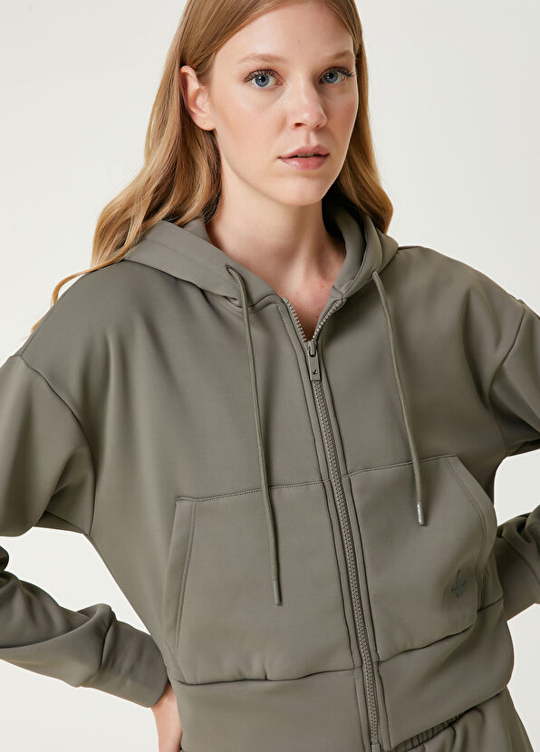 Beymen Club Khaki Zippered Hoodie - 2