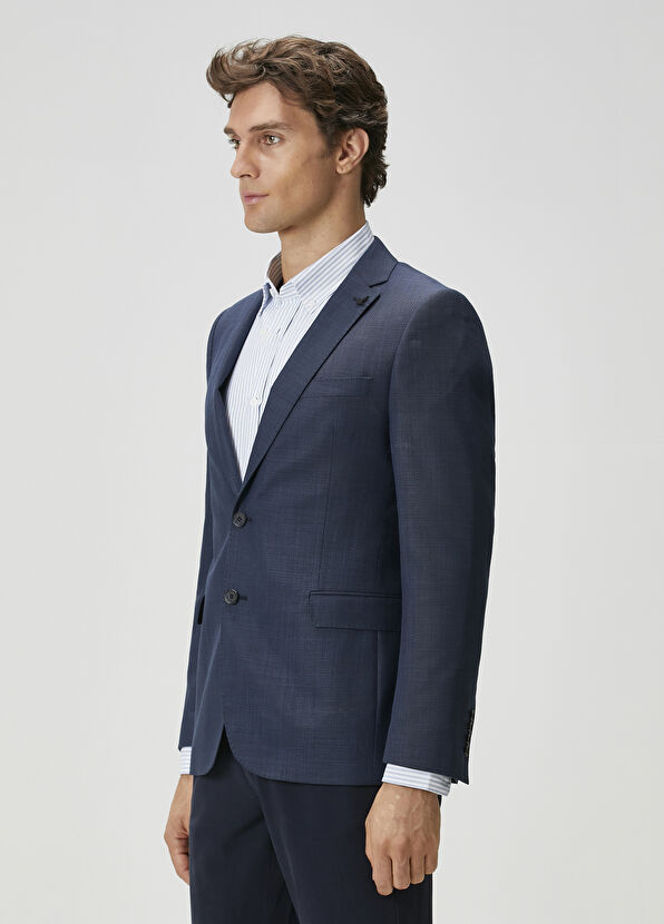 Beymen Club Lacivert Ekose Desenli Yün Ceket - 2