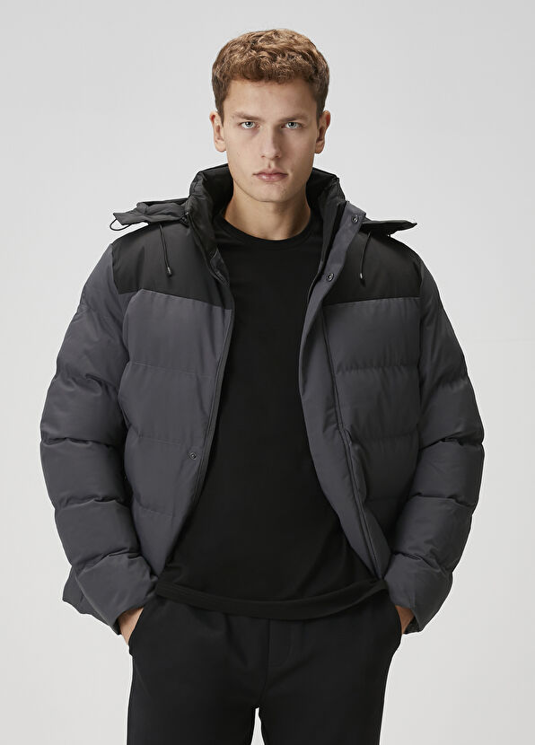 Beymen Club Koyu Gri Kapüşonlu Mont - 1