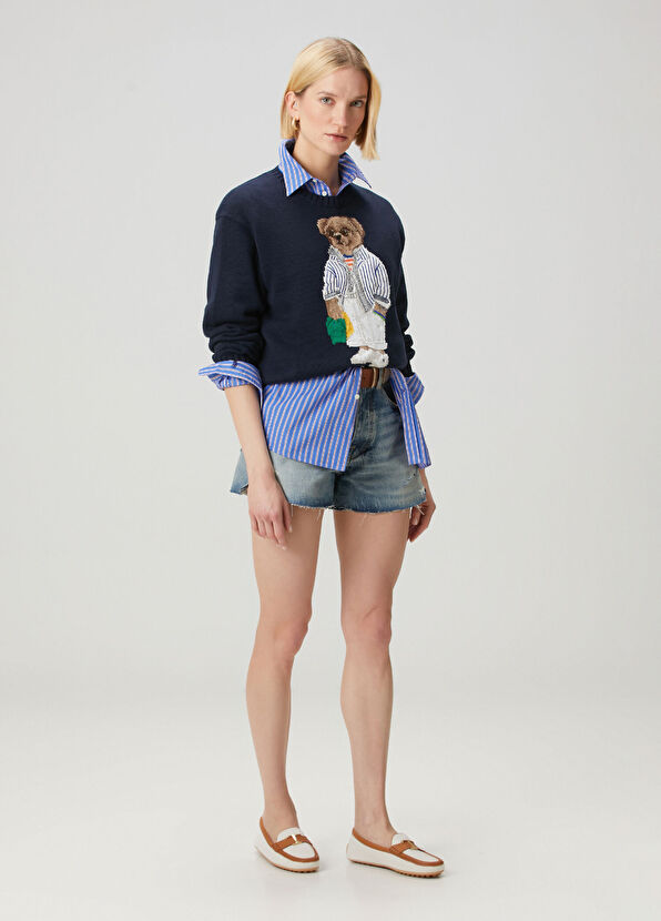 Polo Bear Relaxed Fit Lacivert Kazak - Görsel 4