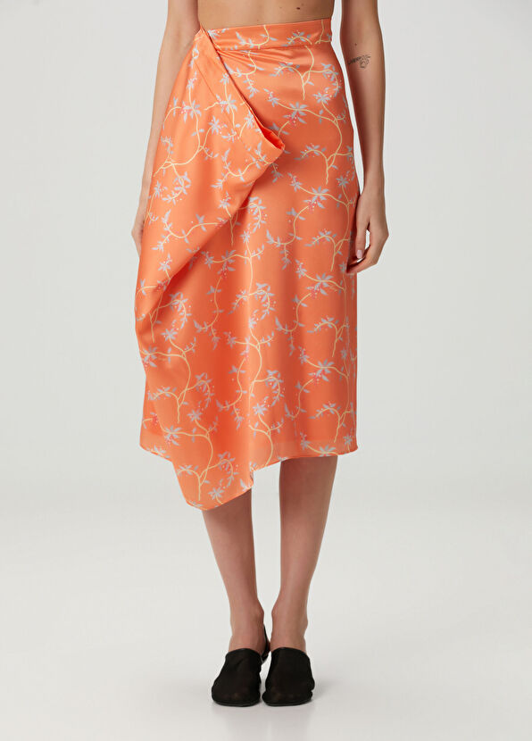 Kenzo Jungle Flower Şeftali Midi İpek Etek - 2