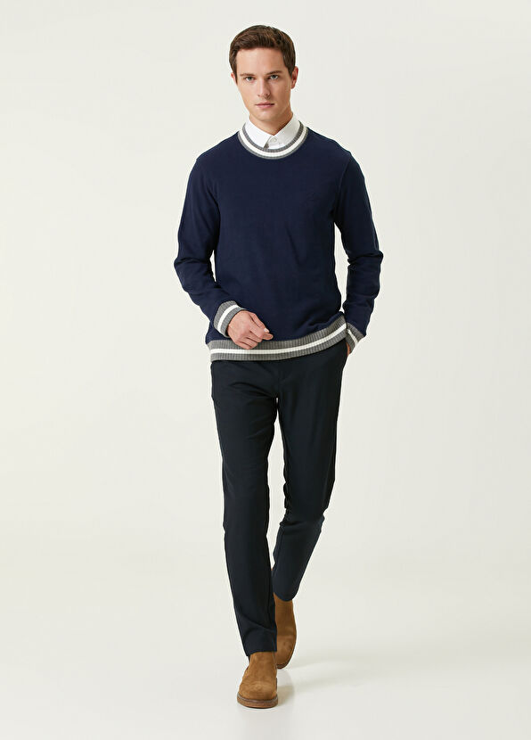 Beymen Club Navy Blue Belted Chino Trousers - 1