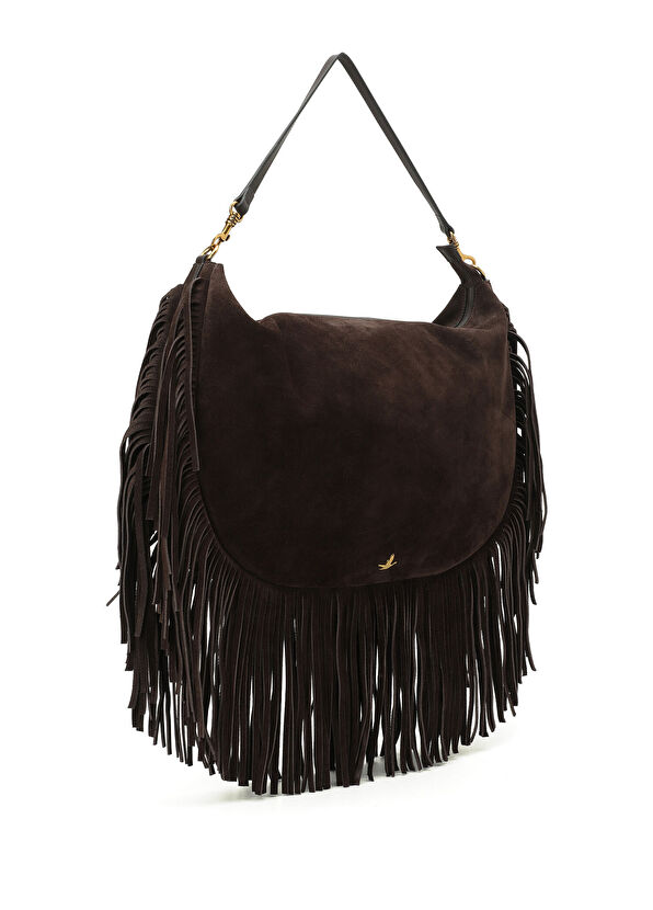 Beymen Club Brown Tasseled Women's Suede Shoulder Bag Bag - 2