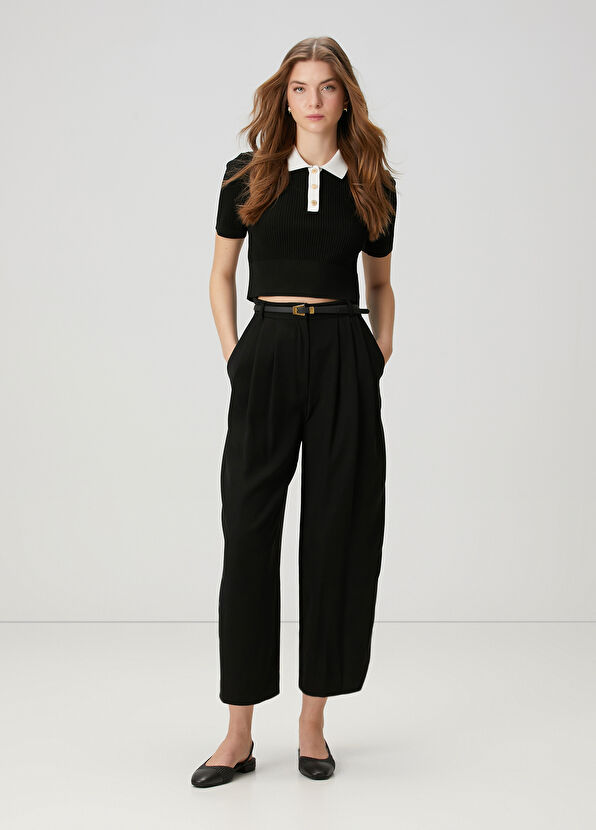 Beymen Club Siyah Dökümlü Pantolon - 1