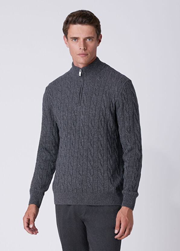 Beymen Club Anthracite Collar Zipper Sweater - 4