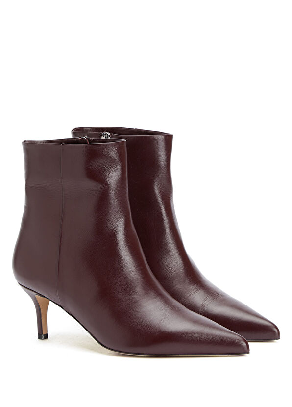 Beymen Club Burgundy Kitten Heel Women's Leather Boots - 2