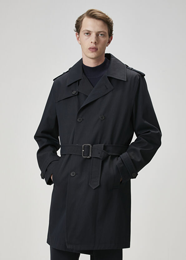 Beymen Club Navy Inner Vest Detailed Organic Cotton Overcoat - 1