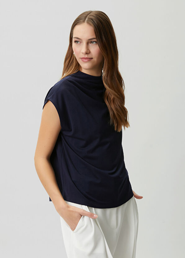 Beymen Club Lacivert Drape Detaylı T-shirt - 4
