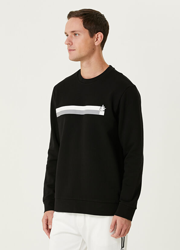 Siyah Şerit Baskılı Sweatshirt Beymen Club Siyah Şerit Baskılı Sweatshirt - 4