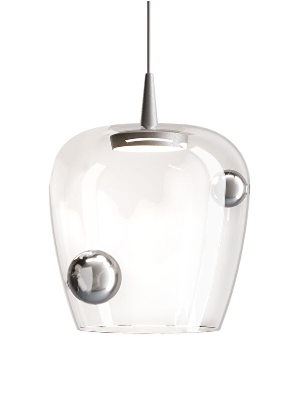 Zafferano Bilia Şeffaf Gümüş Toplu Cam Büyük Boy Sarkıt - 1