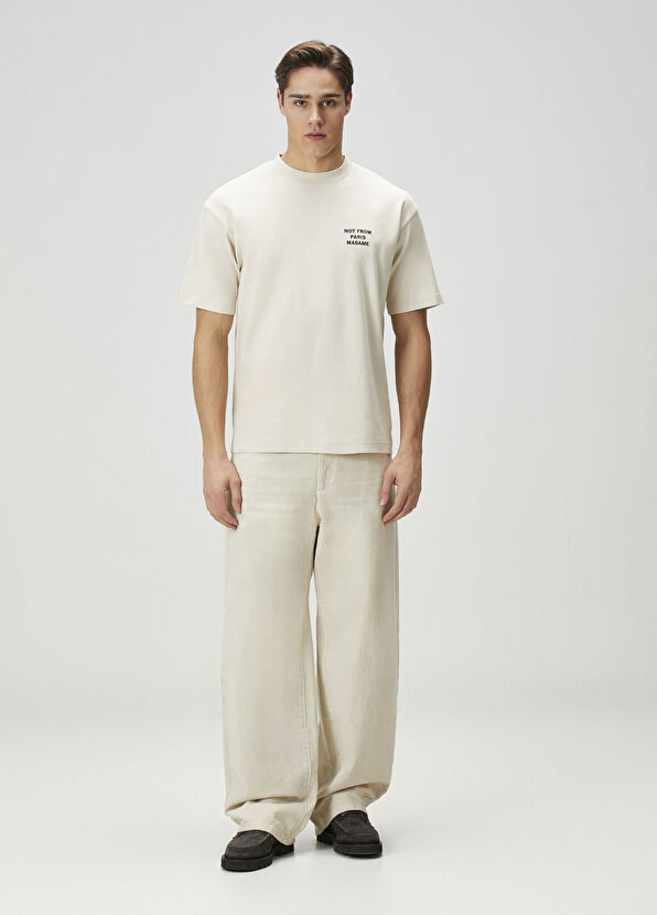 Drôle De Monsieur Bej Logo Baskılı T-shirt - 2