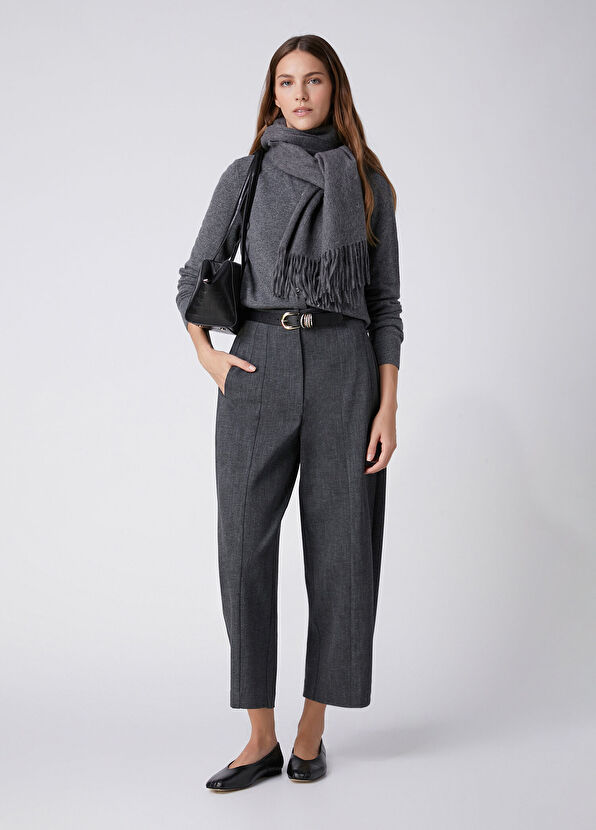 Beymen Club Barrel Fit Grey Mélange Trousers - 2