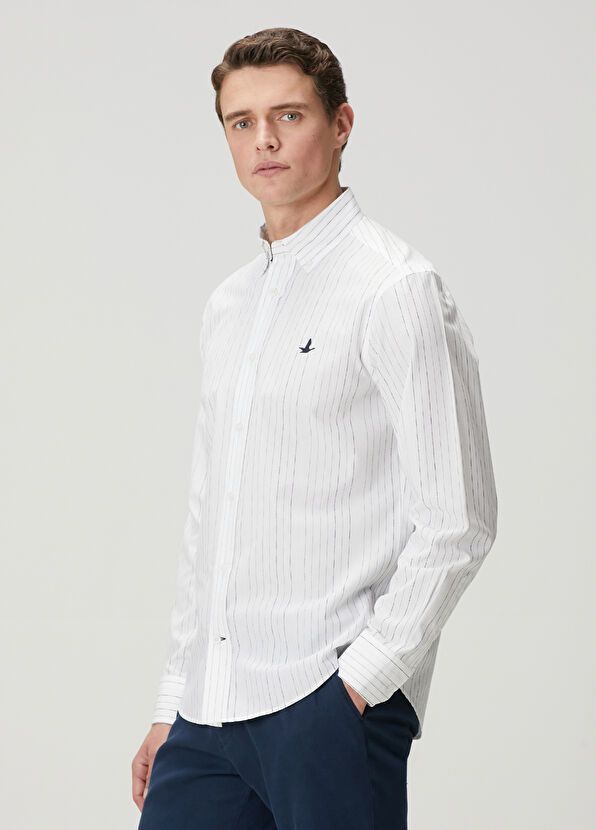 Beymen Club Comfort Fit White Spot Embroidered Shirt - 4