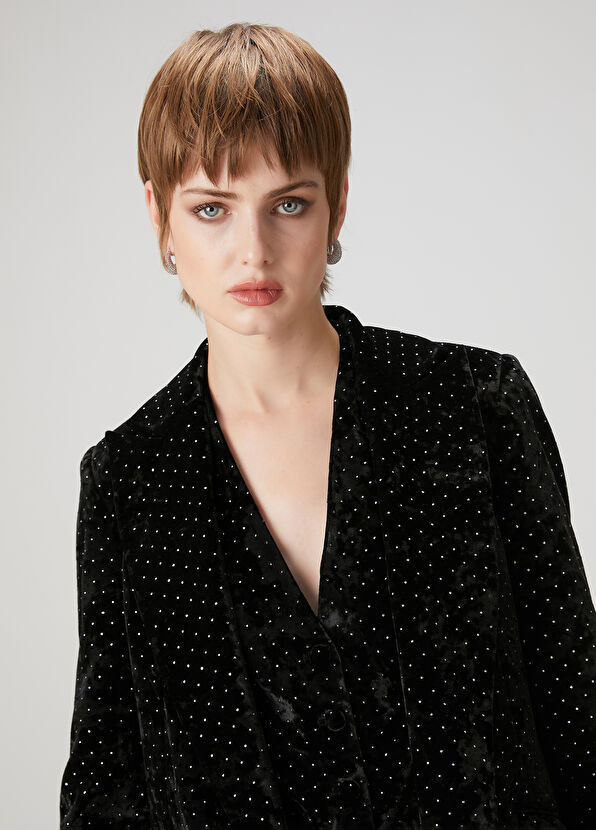 Beymen Club Siyah Taşlı Kadife Abiye Ceket - 4