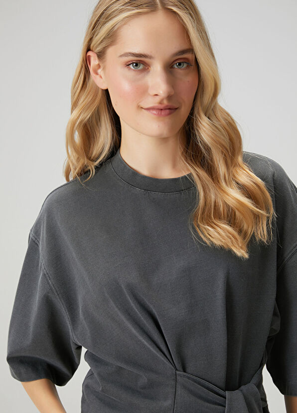 Beymen Club Antrasit Taşlı Bağlama Detaylı T-shirt - 2