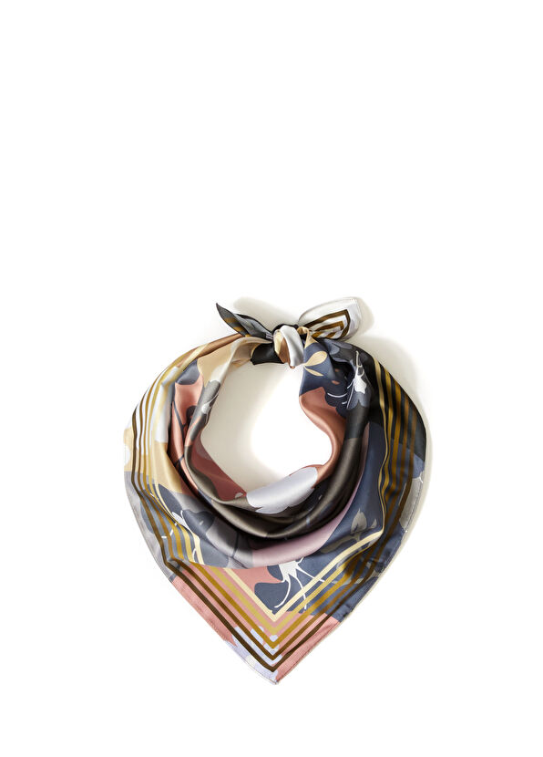 Beymen Club Çok Renkli Desenli Saten Fular - 1