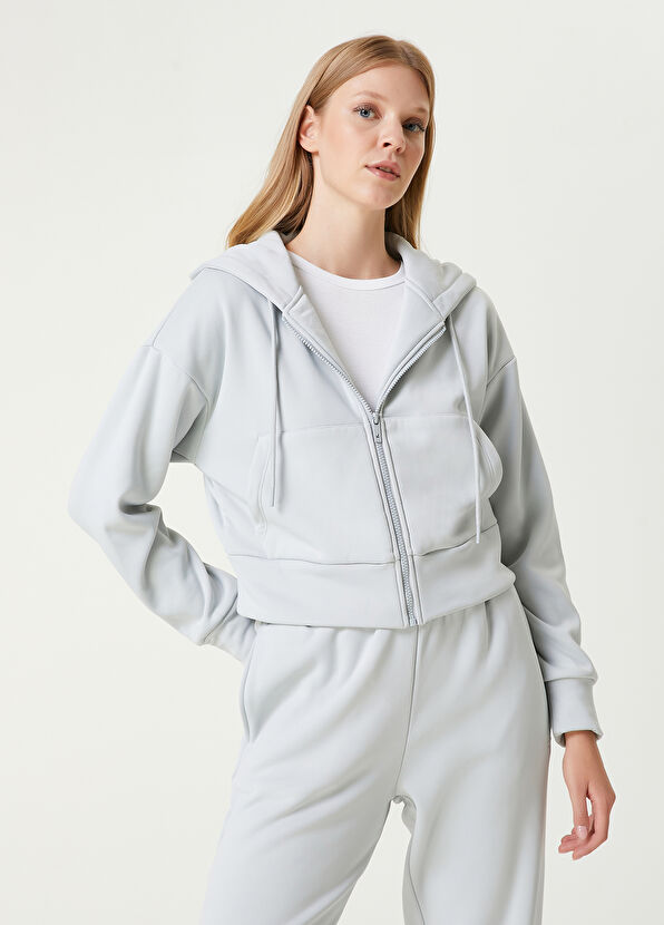 Beymen Club Light Blue Zippered Hoodie - 1