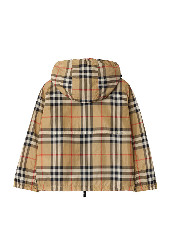 Resim Cassius Check Nylon Kapüşonlu Bej Unisex Çocuk Mont 