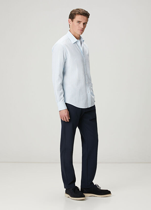 Beymen Club Comfort Fit Mavi Beyaz Çizgili Gömlek - 3