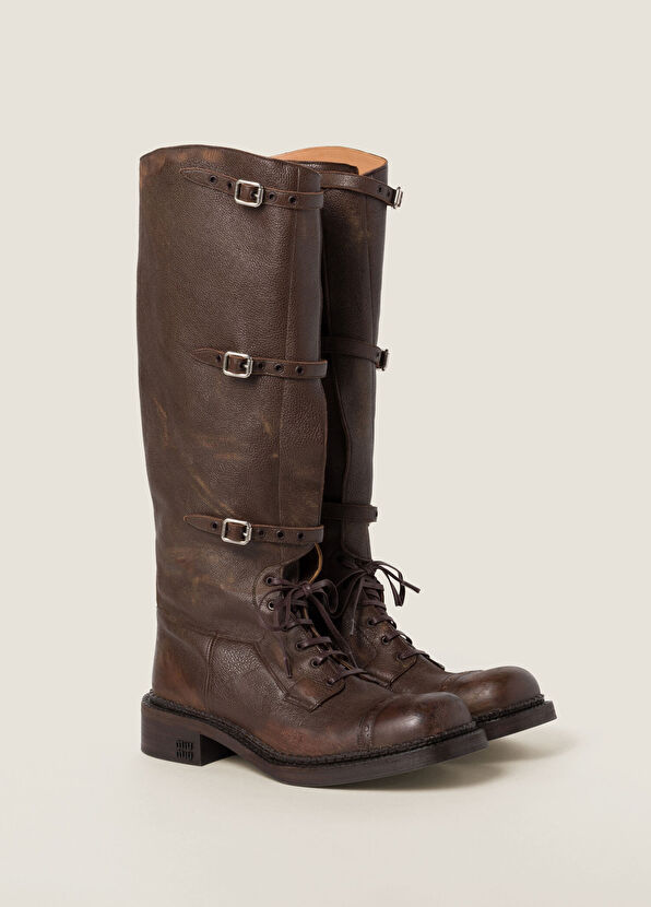 Miu Miu Deri Kahverengi Kadın Çizme - 1