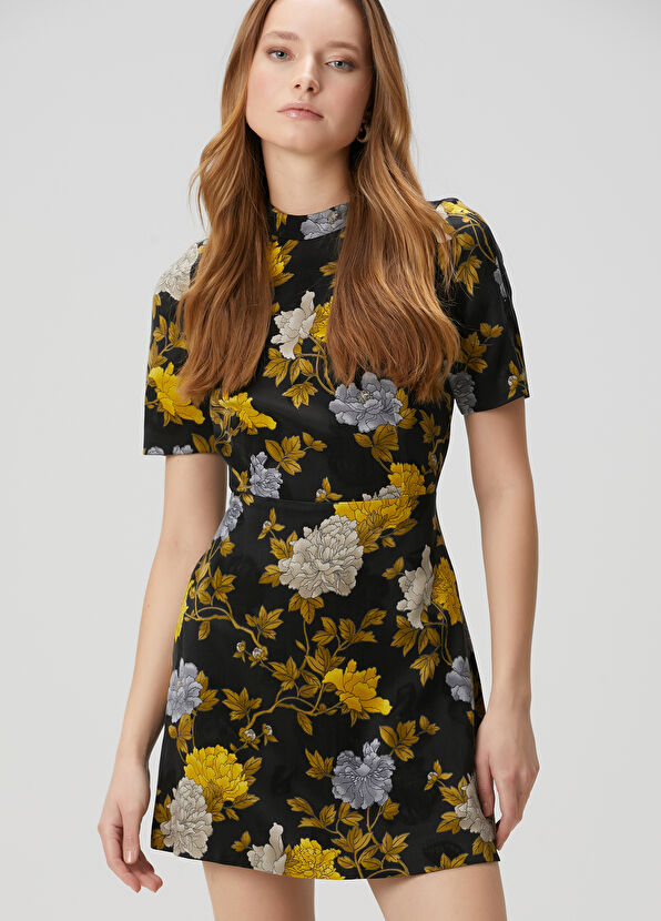 Beymen Club Black Patterned Mini Dress - 1