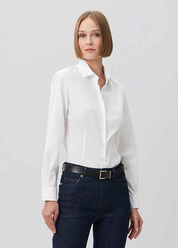 Beymen Club Slim Fit Non-Iron Beyaz Klasik Gömlek - 1