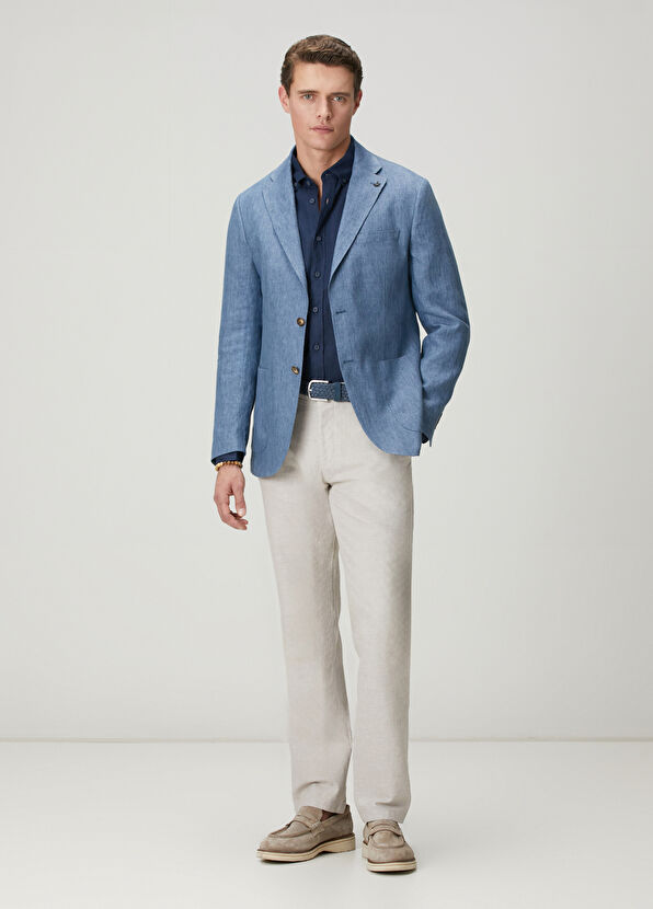 Beymen Club Comfort Fit Lacivert Keten Gömlek - 2