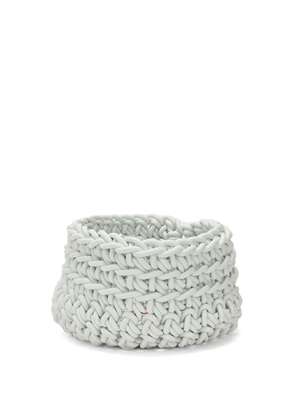 Neo Cilindro Beyaz Örgü Dokulu Sepet - 1