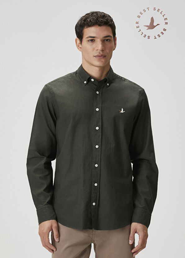 Beymen Club Comfort Fit Haki Oxford Gömlek - 1