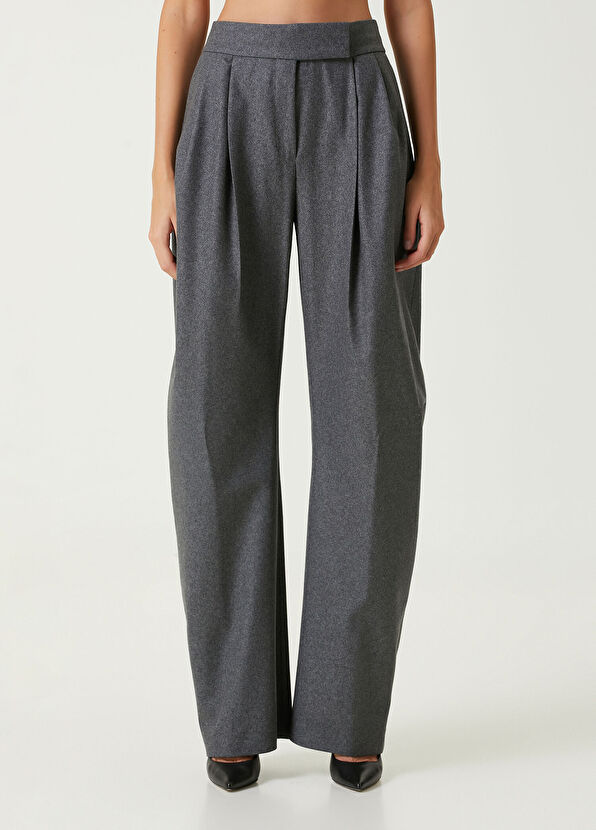 The Attico Gri Pile Detaylı Yün Pantolon - 2