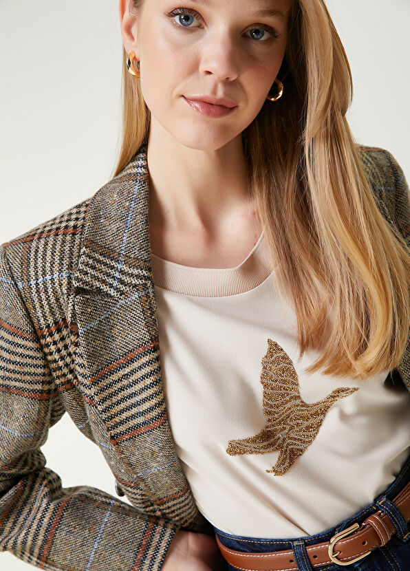 Beymen Club Beige Embellished Logo Crepe Blouse - 2