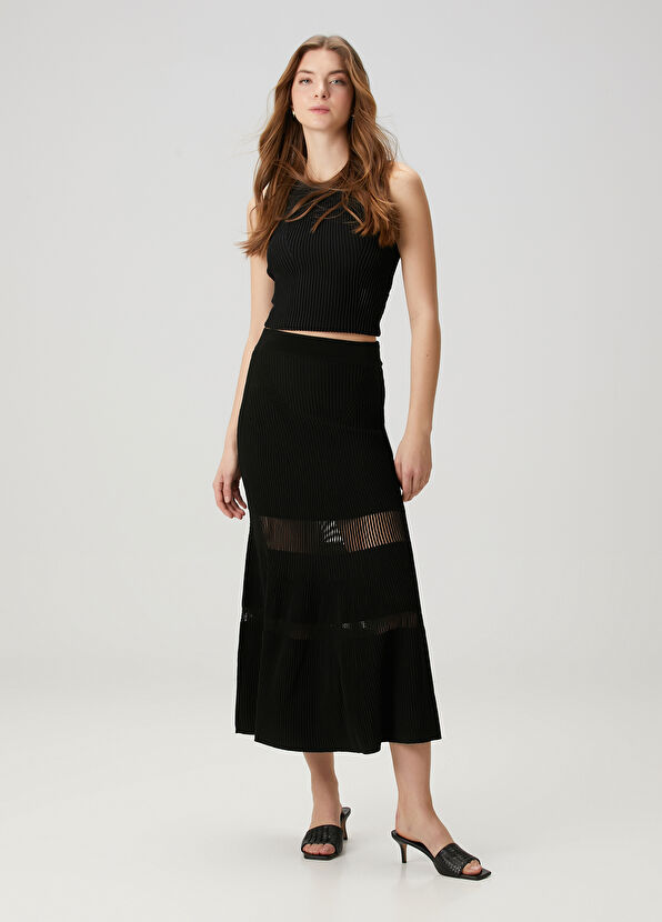 Beymen Club Siyah Midi Triko Etek - 2