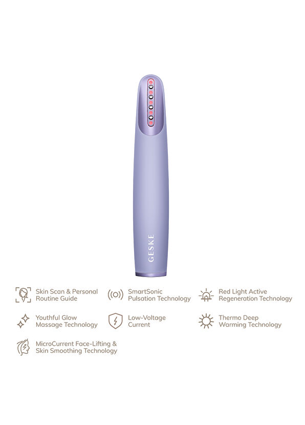 Geske Skin Firming Wand Purple Titreşimli Kırmızı Led Terapili Sıkılaştırıcı Yüz Bakım Cihazı - 3