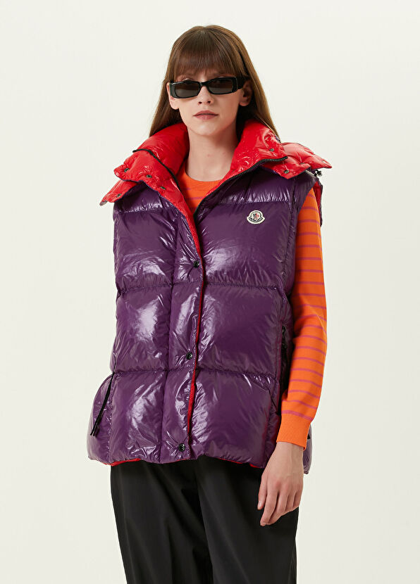 Moncler Luzule Mor Kapüşonlu Puff Yelek - 1