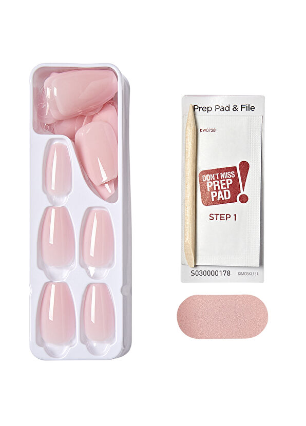Impress Color Nude Pink Self-Adhesive Long Fake Nails - 4