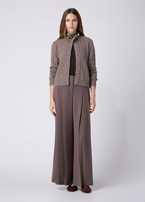 Beymen Club Brown Cable Knit Wool Cardigan - 3
