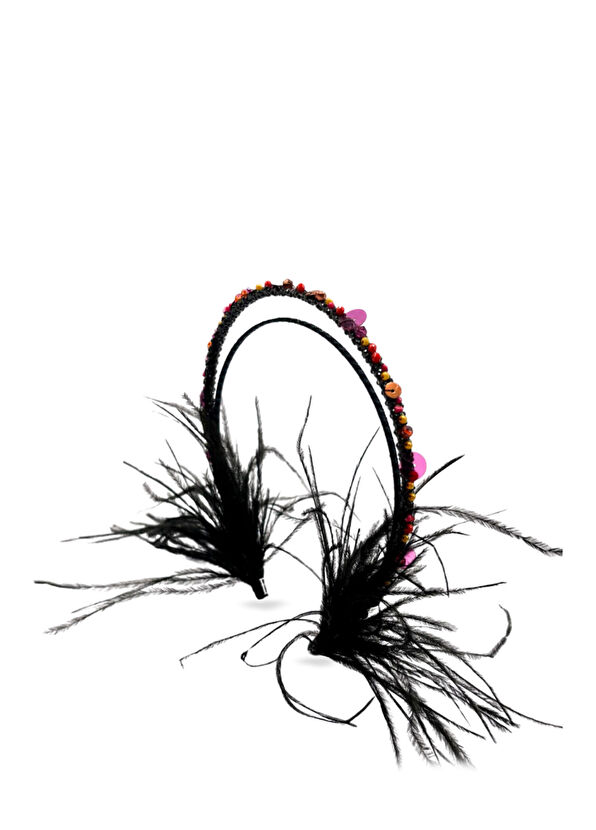 Eli Peacock Eliana Black Feather Girl Crown - 1