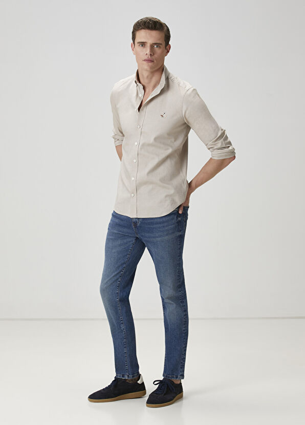 Beymen Club Slim Fit Vizon Oxford Gömlek - 3