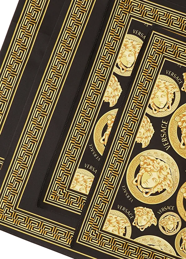 Versace Siyah Gold Medusa 2li Peçete ve Amerikan Servis Se - 4