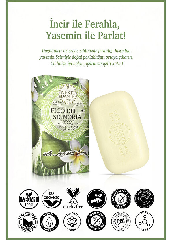 Nesti Dante With Love And Care Fico Della Signoria Yasemin ve İncir Özlü Sabun Vegan Cilt Bakım Sabunu 250 gr - 2