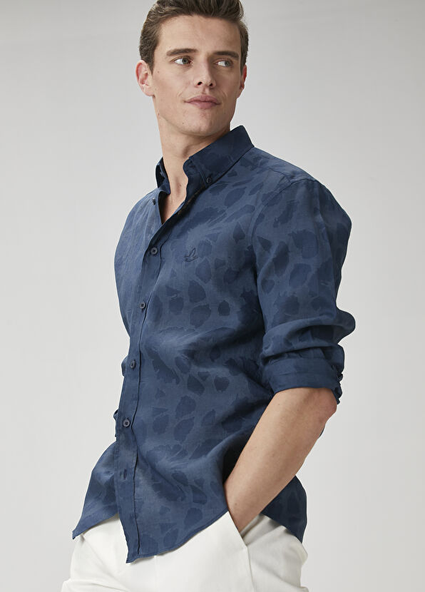 Beymen Club Lacivert Keten Gömlek - 1